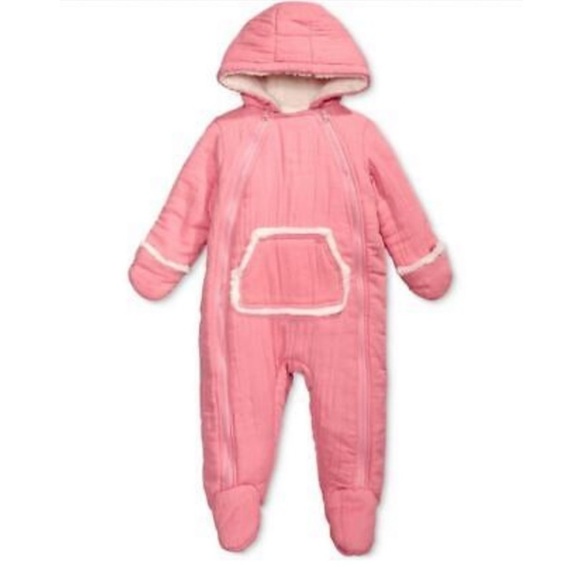 First Impressions Baby Boys & Girls Hooded Footed Bunting Snowsuit 12m pink NWT - Picture 1 of 6